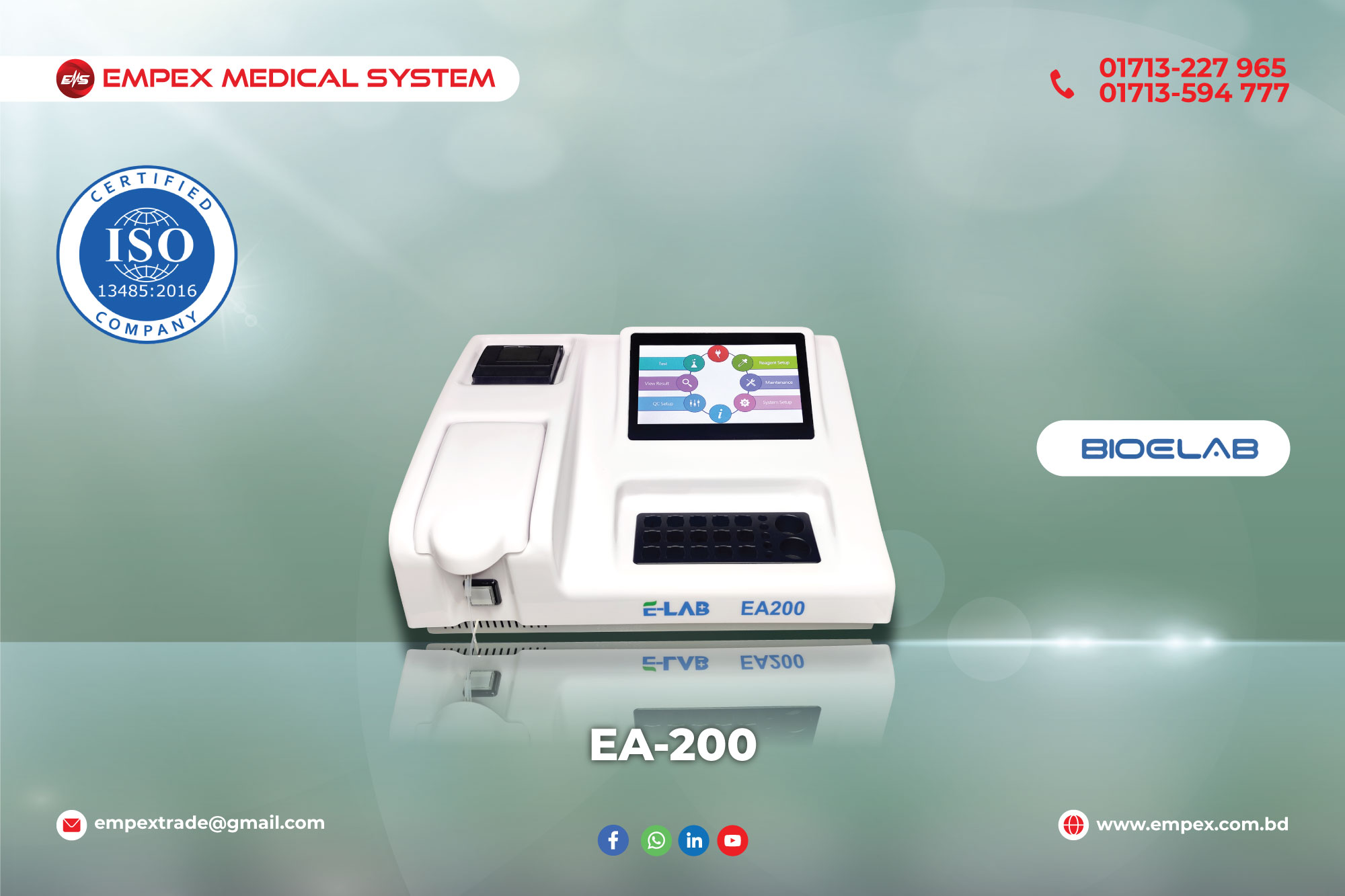 Semi Auto Biochemistry Analyzer E-LAB EA200