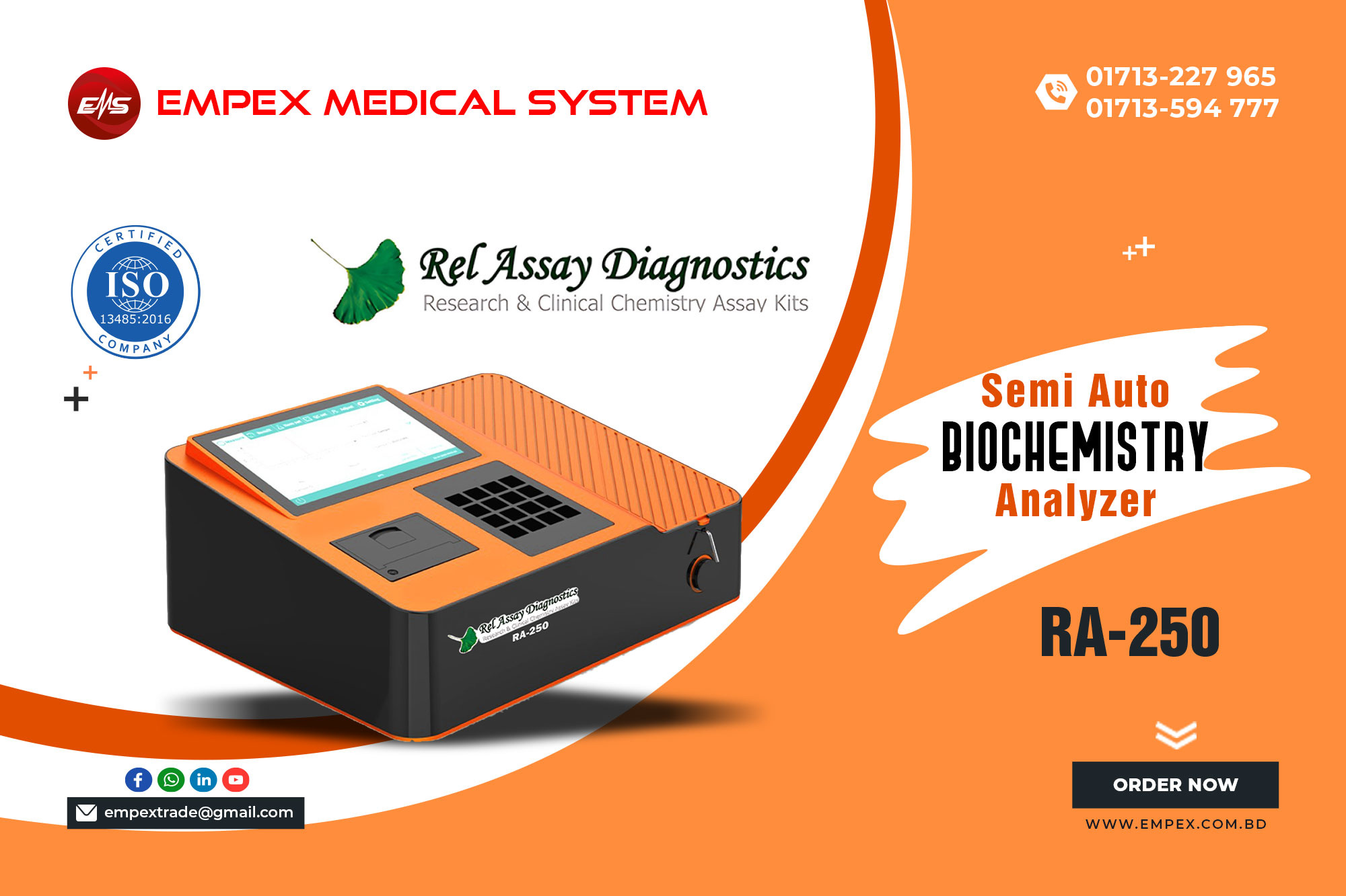 Semi Auto Biochemistry Analyzer RA-250